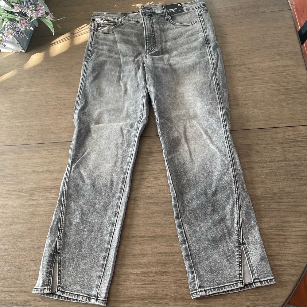 NWT Express Straight Ankle High Rise Light Grey Denim Wash